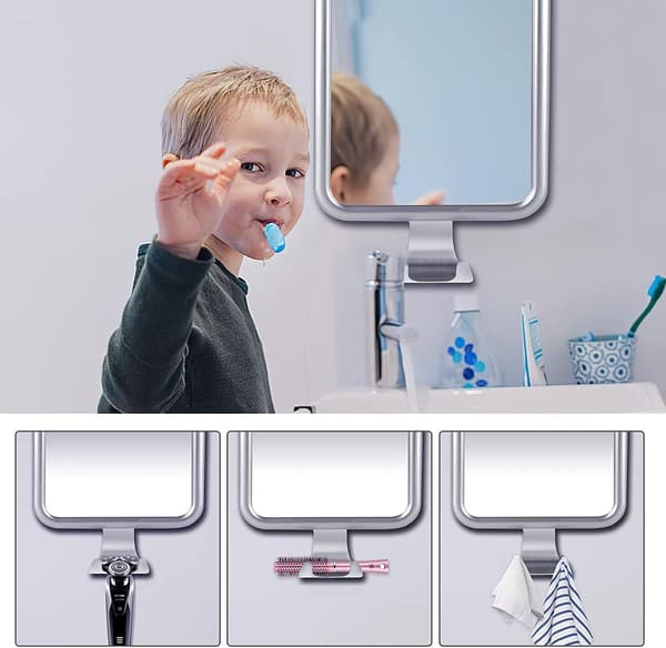 Antifog-rakbladsspegel, 4 sugkoppars antifog-duschspegel, modern design badrumsspegel