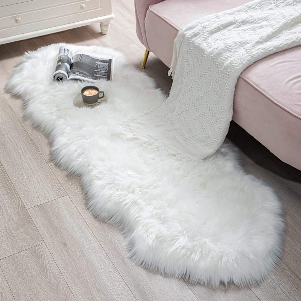 Faux fårskinn matta, lyxig fluffig matta, mjuk lurvig matta för sovrum