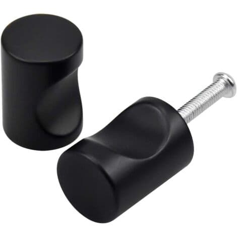 Set of 10 Black Drawer Handles, Round Knobs One Hole, Suitable for Cabinets, Wardrobes, Children's Rooms, etc.