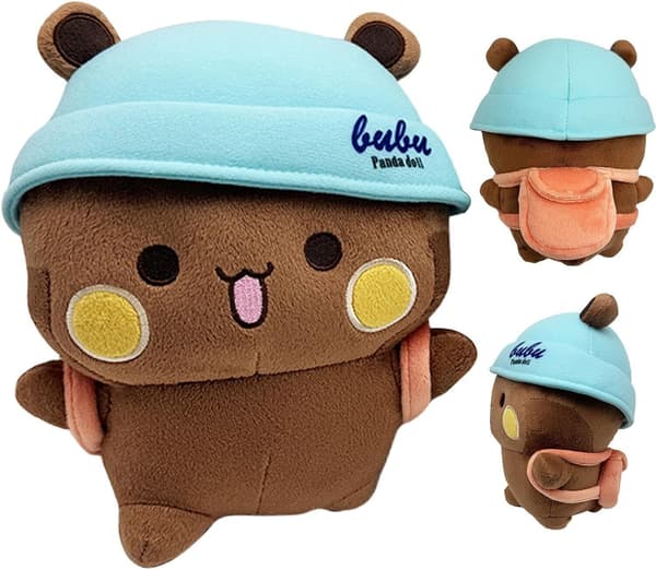 Cute Bubu and Dudu Cartoon Cuddly Bear with Hat Backpack Plush Toy Gift for Kids Bubu