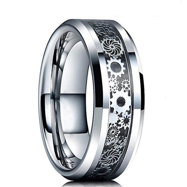 2 delar Steampunk Gear Rostfritt Stål Ring för Män Kvinnor, Storlek 12 Present