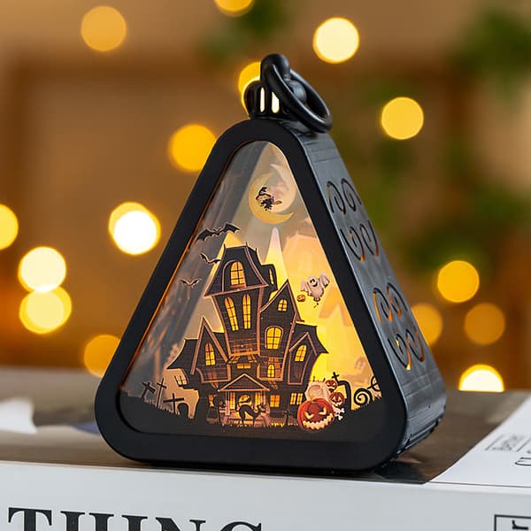 Halloween Pumpkin Lantern Decoration Set - Portable LED Light-Up Party Props with Multiple Themed Designs Ghost Hand