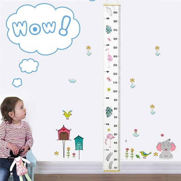 Baby Tillväxtdiagram, Canvas Höjdmätning Linjal, Hängande Linjal Väggdekor Linjal för Barn Väggdekor Baby Barnkammare Dekoration, Stor 79\" x 7,9\"