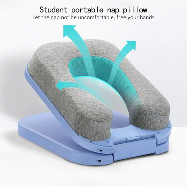 Skrivebords pude til lur, foldbar bærbar rejsepude i memoryskum til børn 6-16 år, studerende, til ergonomisk hovedstøtte