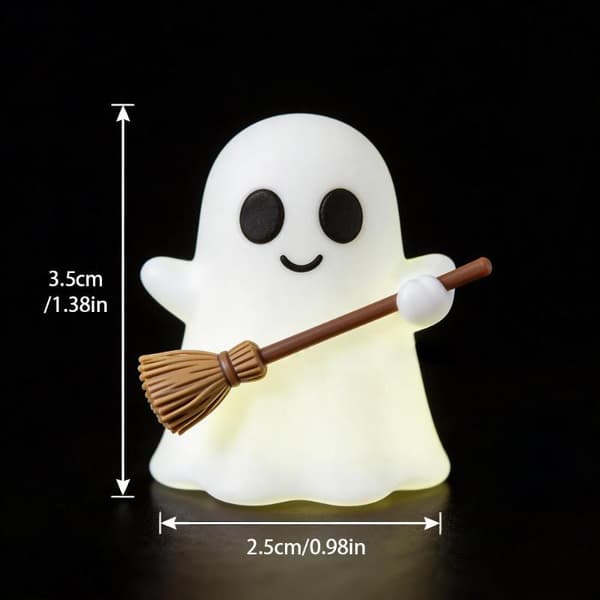 Halloween Lysende Mini Spøkelsesstatue Mykt Glødende I Mørket Pynt