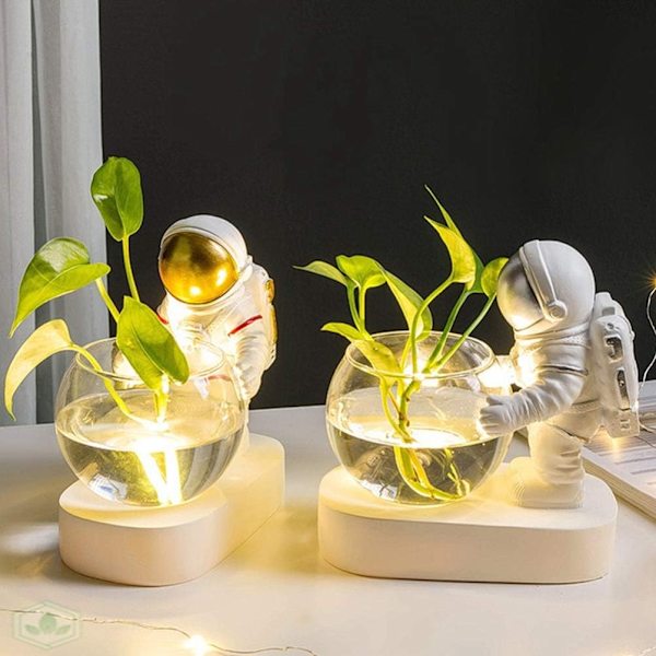 Astronautformad vas Hydroponics Glasvas Växtglasbehållare Transparent vas med ljus för Ho