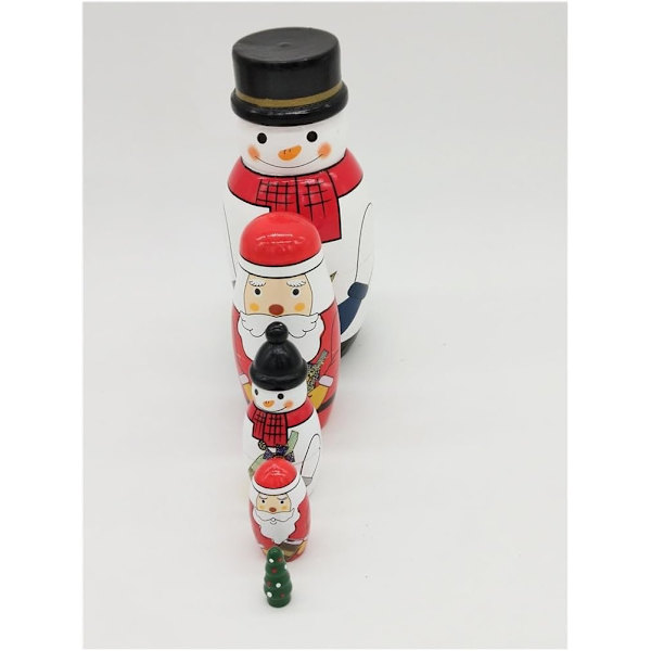 5 st ryska dockor Interlacing Trä Ryska Nesting Dolls Leksak Present Snögubbe