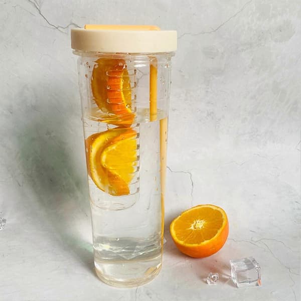 GETIT Plastic Water Bottle with Straw Cute Water Bottle with Foldable Straw Compatible with Survival Camping Hiking