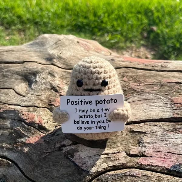 1 st Mini Rolig Positiv Potatis, Söt Ullvirkad Stickad Potatisleksak