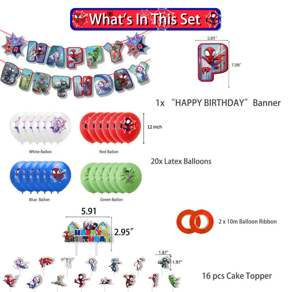 Marvel Friends Birthday Party Decorations Spider-Man Drawstring Cake Insert Balloon Pack Party Supplies