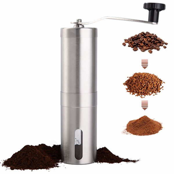 Manuell kaffebönskvarn i rostfritt stål, handkaffekvarn i keramik för Aeropress, droppkaffe