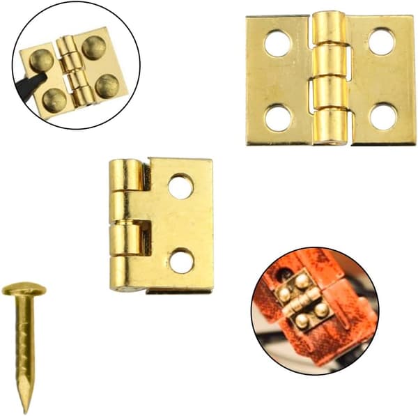 50 Pieces Mini Hinges Small Hinges Mini Brass Hinges Miniature Hinges and 200 Screws