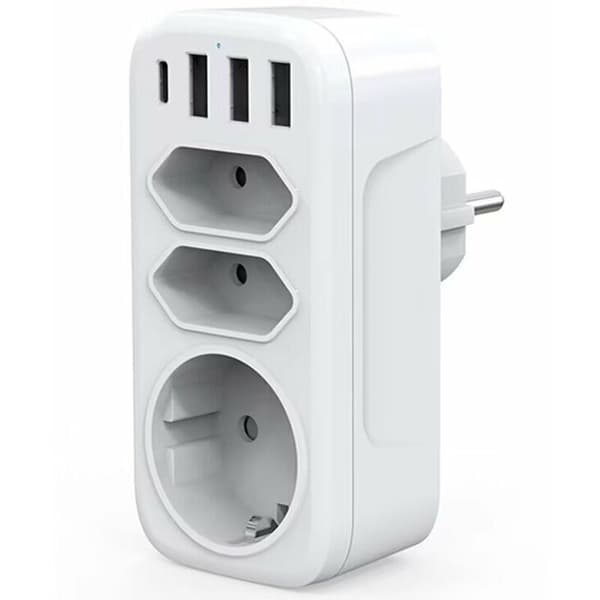 AC Outlet and 3 USB 3A Wall Socket Strip - 6-in-1 4000W Charger Smart Charging System Compatible with All USB Devices