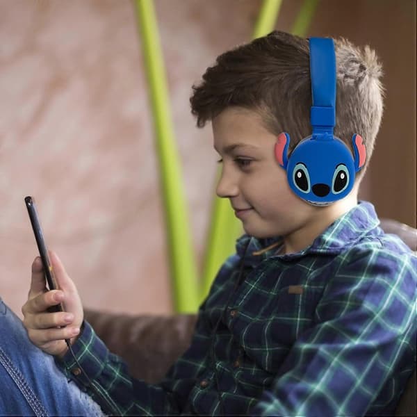 Barnehørselsvern, trådløse Bluetooth-hodetelefoner for barn, sammenleggbare hodetelefoner for tenåringer, gutter, jenter (blå)