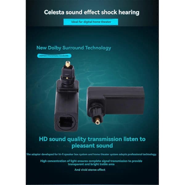 1 stk Toslink 90 graders optisk lydkabeladapter han til hun ret vinkel 360 roterer PC TV DVD
