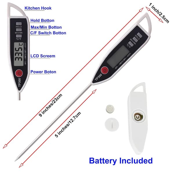 2-pack kötttermometer, digital termometer för omedelbar avläsning av kött, kökstermometer för matlagning för BBQ Gr