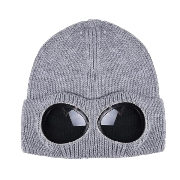 Hatt for menn og kvinner, strikket lue i ull, vinterlue, solbriller, punklue Grey
