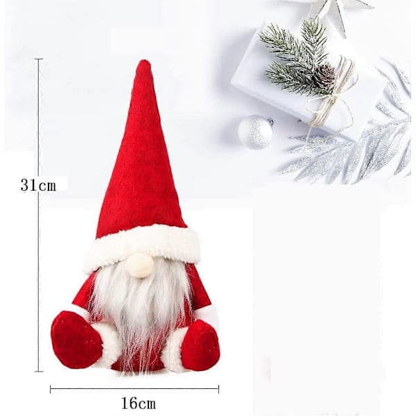 3-delars juldekorationsset, tomte ansiktslös docka, skyltfönster julmaterial [D]