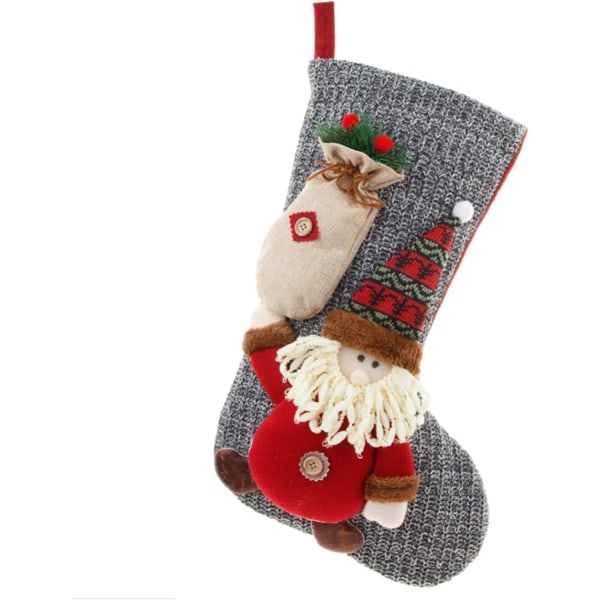 Julstrumpa, stor julstrumpa att hänga, design jultomte, ren och snögubbar