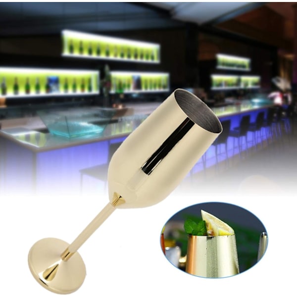 Champagneglas i rostfritt stål, återanvändbar vinglas, bröllopsgåva, årsdag (guld)