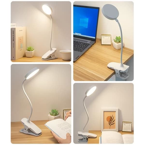 Clip-on Reading Light - USB Rechargeable 4000 mAh / Rechargeable and Mains Powered Three Colors