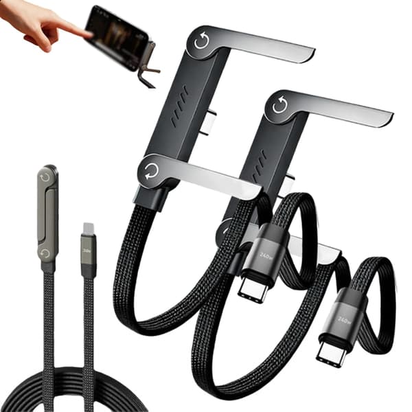 240w Braided Fast Charging Cable with Built-in Phone Stand