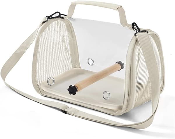 Bird Carrier Backpack Bird Bag Panoramic View Breathable Foldable with Perch Removable Tray for Peony Small Sun Tiger Skin Monk White