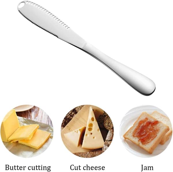 2 st 3 i 1 Smör, Rostfritt Stål Smörrullar & Bredspridare Med Serrated Edge