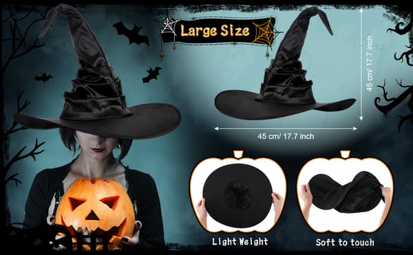 Halloween Witch Hat Black Large Ruffled Witch Hat Halloween Party