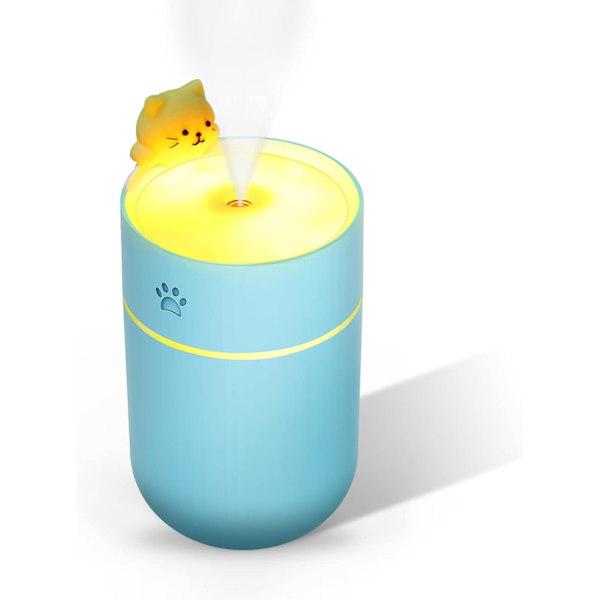 Bärbar Mini Skrivbord USB Luftfuktare 260ml, Söt Kattunge Liten Cool Mist Luftfuktare Nattljus Auto