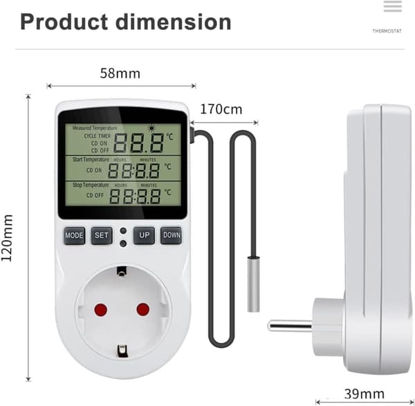 Digital Thermostat 230V – LCD Temperature Controller for Heating & Cooling Greenhouse Terrarium & Aquarium