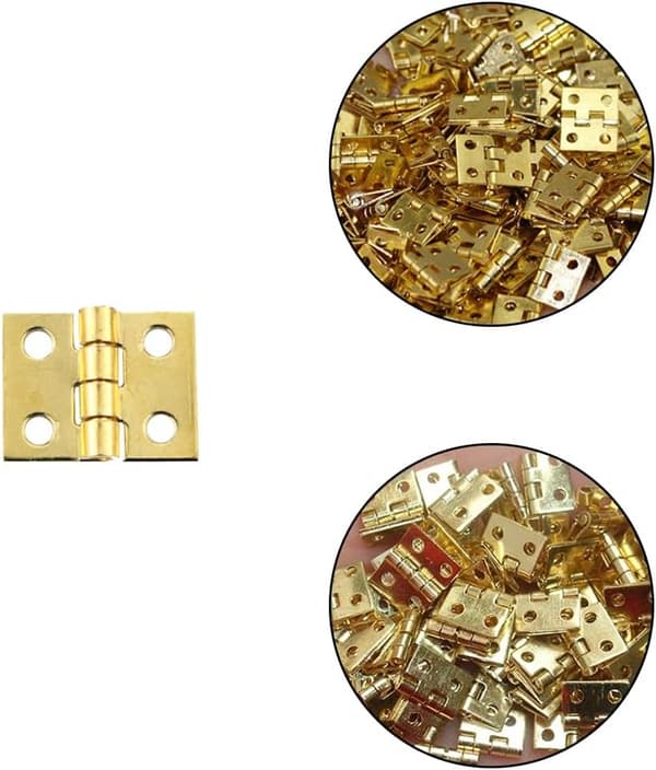 50 Pieces Mini Hinges Small Hinges Mini Brass Hinges Miniature Hinges and 200 Screws