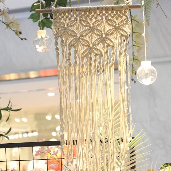 Macrame vävd väggbonad, väggdekoration för vacker lägenhet, sovsalsdekoration