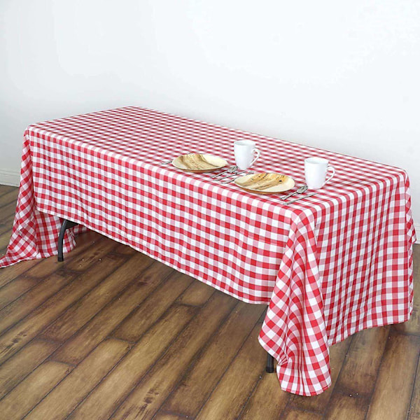 2025 Nya Festartiklar Röd och Vit Rutig Buffelpläd Gingham Tyg Rektangulär Duk För Sommaren