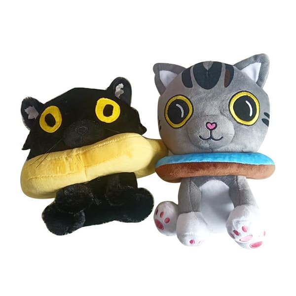 Ralph og Bella Grå Donut Kat og Sort Kiks Kat Plyslegetøj, Gave til Børn Gray