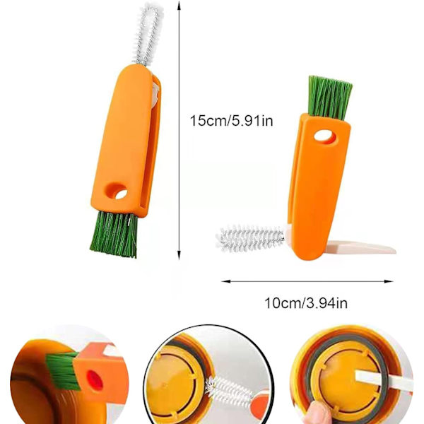 3 i 1 Multifunktionell Köks Minikopp Lock Rengöringsborste, Kopp Lock Slot Cleaner