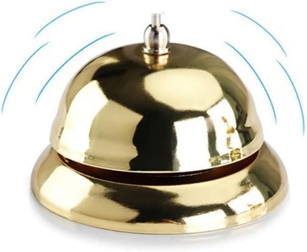 Gyllene handringningsklocka Serviceringklocka Restaurangsamtal Klocka Reception Kundklocka