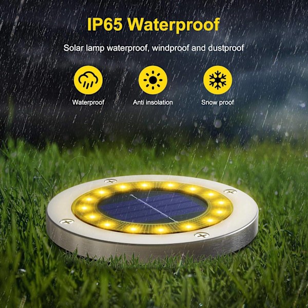 Solcellslampor för utomhusbruk, 4-pack 16 LED solcellsstrålkastare utomhusbelysning IP65 vattentät rostfri