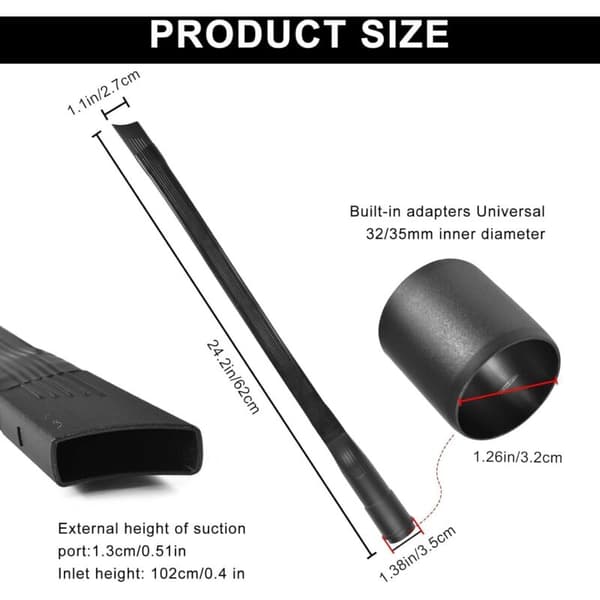Flexible Flat Nozzle, Universal Vacuum Nozzle, Extra Long and Flexible Nozzle Tip, 62 cm Flat Nozzle, Suitable for 32 mm, for Cleaning