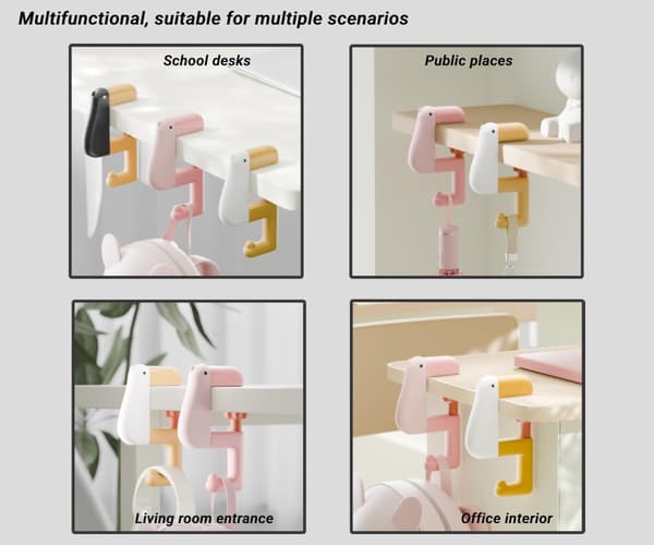 3-pack duck-like purse hooks, suitable for heavy use on desks - no drilling required, foldable and non-slip hooks.