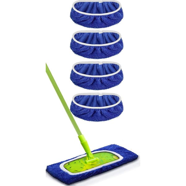 4 stk Blå 25,4 * 11,5 cm Erstatningspuder til Swiffer Sweeper Moppe, Klude til Swiffer Gulvmoppe, Genanvendelige Overtræk