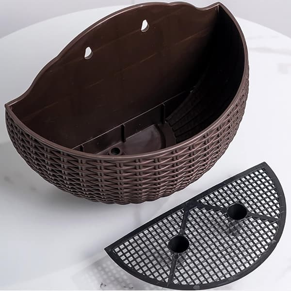 Vit set med 3 väggmonterade blomkrukor för hem, veranda, balkong, kontor, hem, väggdekor - Vit