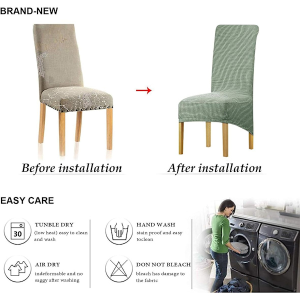 Stor stretch Jacquard matstolsskydd (Jade, 2 stycken)