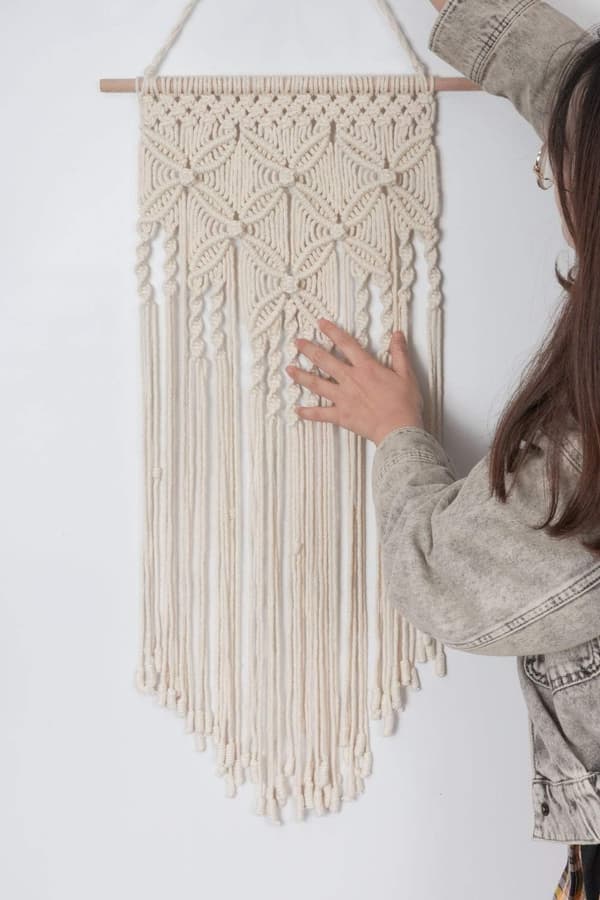Macrame väggdekoration - vävd väggkonst - macrame gobeläng heminredning - 12\" B x 31,5\" L