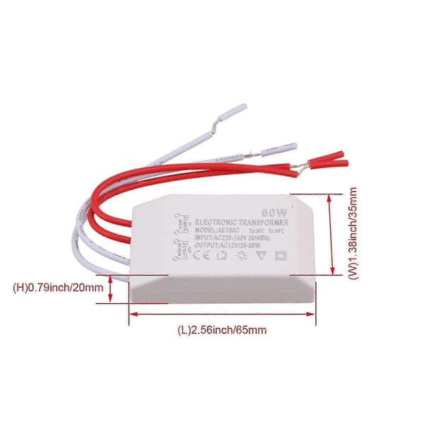 Mini 60W elektronisk transformator för G4 halogenlampa utgång AC 12V