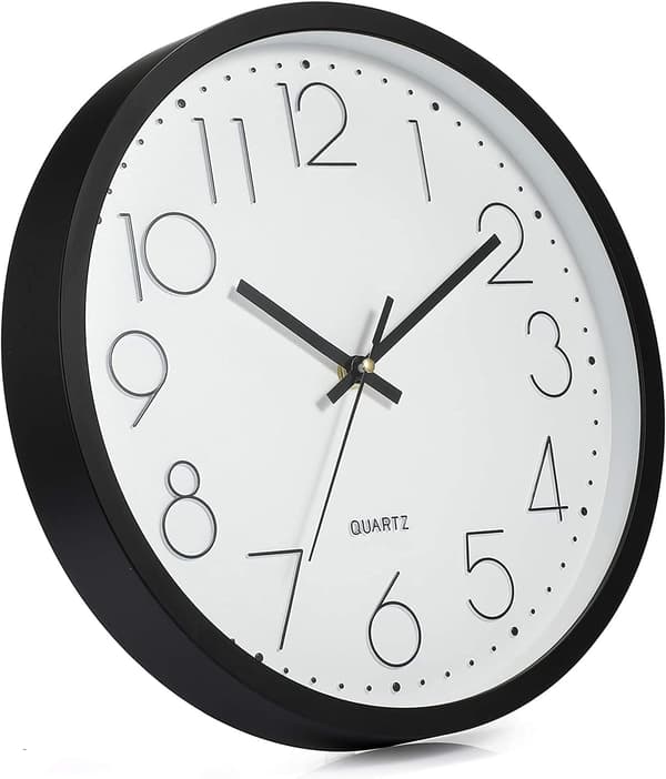 Tyst tyst kvarts analog väggklocka - 30 cm - ingen tickande - svart