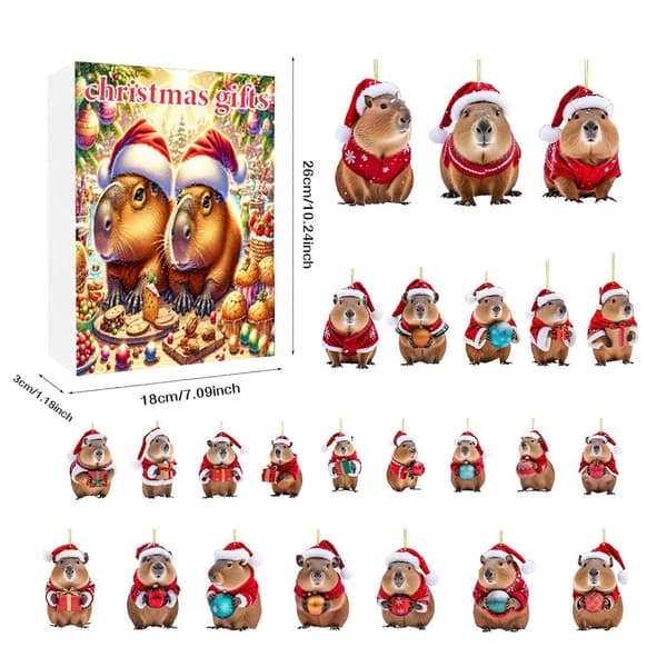 Jul Akryl Capybara Anheng, Jul Advents Nedtelling Ferie Blind Box