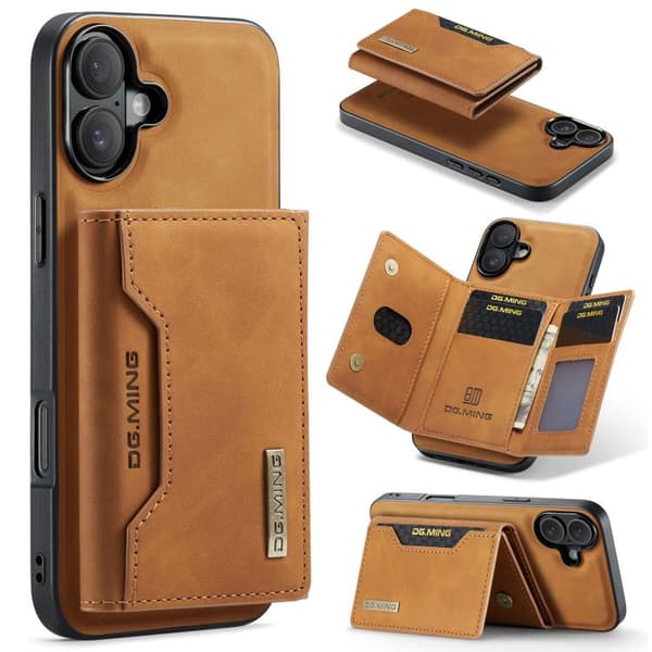 iPhone 17 Skal læderfodral DG.MING M2 Series 3-Fold Kortholder Brun