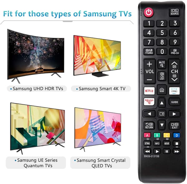 Samsung Compatible Remote Control Smart TV BN59-01315B Black black