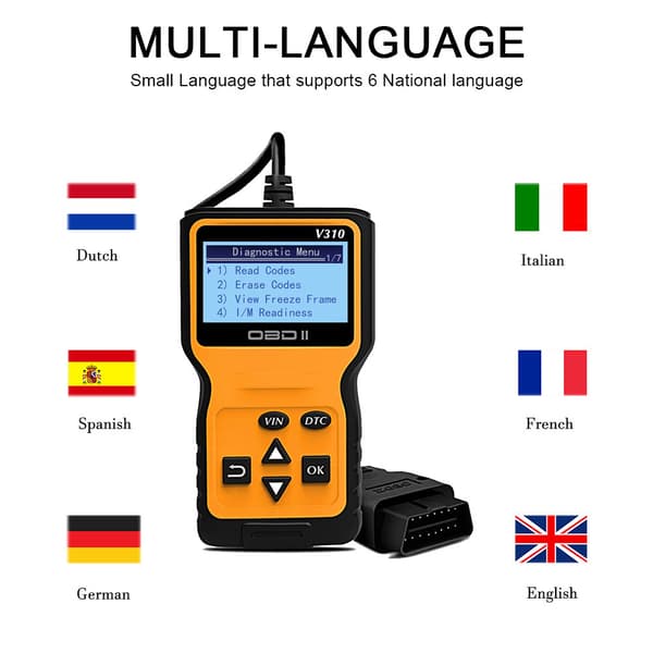 OBD2 Scanner, Universal Engine Fault Code Reader, CAN Diagnostic Tool for All Cars with OBD-II Protocol
